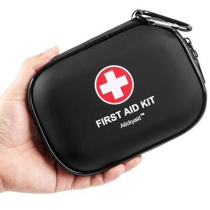 Mini Erste-Hilfe-Set – 120-teiliger, wasserdichter, harter EVA-Koffer für Auto, Zuhause, Büro, Reisen, Camping, Sport, Outdoor, Schule – Notfall-Erste-Hilfe-Ausrüstung und Überlebensset (Schwarz)