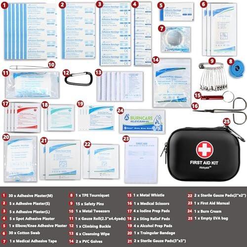 Mini Erste-Hilfe-Set – 120-teiliger, wasserdichter, harter EVA-Koffer für Auto, Zuhause, Büro, Reisen, Camping, Sport, Outdoor, Schule – Notfall-Erste-Hilfe-Ausrüstung und Überlebensset (Schwarz)