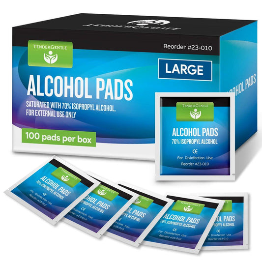 Alkoholtupfer einzeln verpackt – 100 sterile Alkoholpads mit 70% Isopropylalkohol – Hautreinigungs-Tupfer für Erste Hilfe, Injektionen, Nägel und medizinische Zwecke – Groß