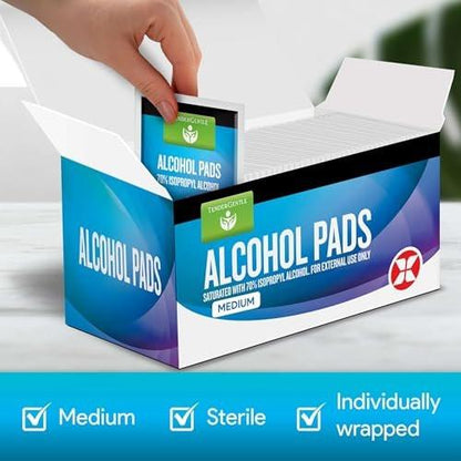 Alkohol-Vorbereitungspads - 200 sterile Alkoholtupfer einzeln verpackt - mit 70% Isopropyl getränkt - für zu Hause, Erste-Hilfe-Sets und medizinische Zwecke