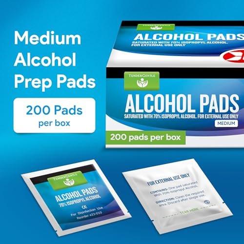 Alkohol-Vorbereitungspads - 200 sterile Alkoholtupfer einzeln verpackt - mit 70% Isopropyl getränkt - für zu Hause, Erste-Hilfe-Sets und medizinische Zwecke