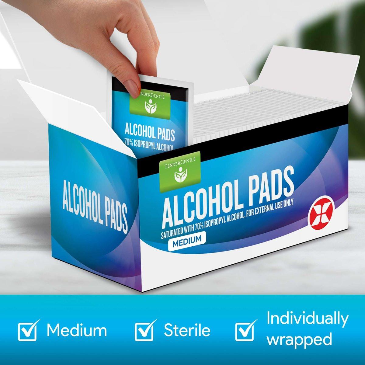 Alkohol-Vorbereitungspads - 200 sterile Alkoholtupfer einzeln verpackt - mit 70% Isopropyl getränkt - für zu Hause, Erste-Hilfe-Sets und medizinische Zwecke
