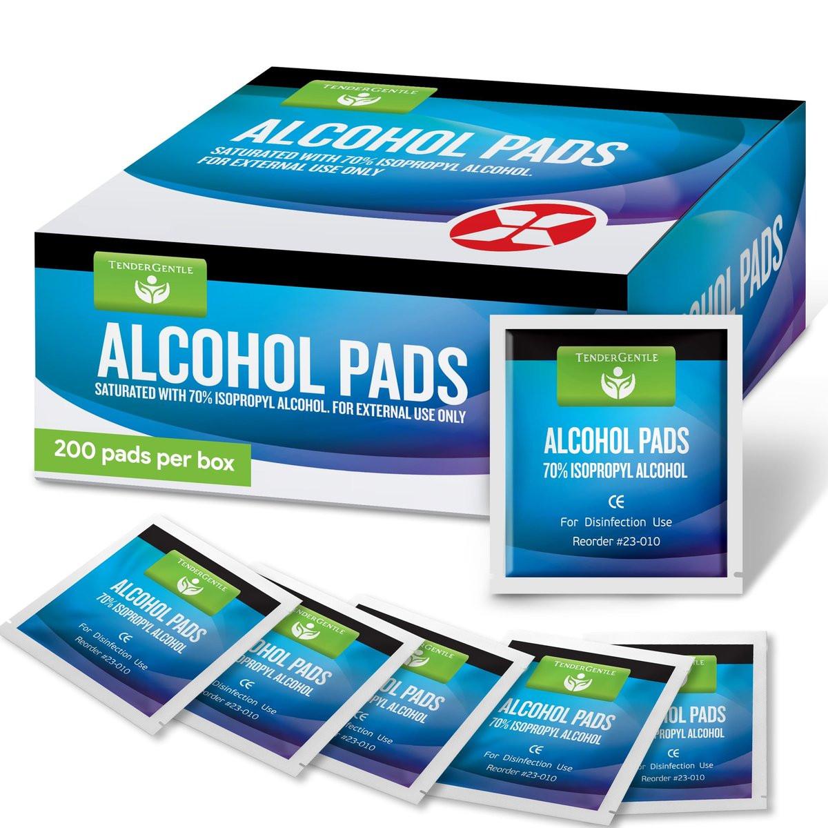 Alkohol-Vorbereitungspads - 200 sterile Alkoholtupfer einzeln verpackt - mit 70% Isopropyl getränkt - für zu Hause, Erste-Hilfe-Sets und medizinische Zwecke