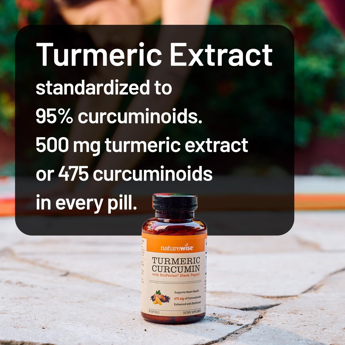 NatureWise Kurkuma Curcumin 500 mg mit schwarzem Pfeffer, extra stark, verbesserte Aufnahme, 95 % Curcuminoide & BioPerin für Immununterstützung, glutenfrei, nicht-GMO, 30 Kapseln (1-Monats-Vorrat)