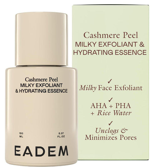 EADEM Sanftes Peeling-Toner mit AHA & PHA – Milch-Reis-Toner mit Milch-, Azelain- & Tranexamsäure, AHA-Peeling & Porenverfeinerer für Gesicht und Körper, 150 ml, Cashmere Peel