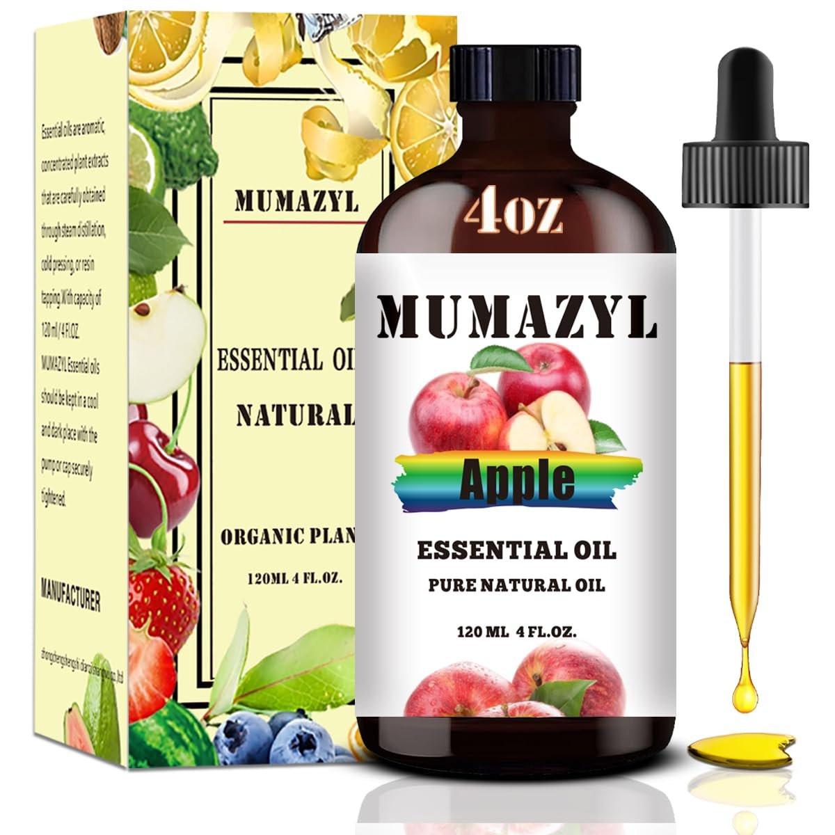 MUMAZYL Apfel Duftöl 118 ml – 100% reines Apfelöl für Aromatherapie, Diffuser, Luftbefeuchter, DIY Seifen- und Kerzenherstellung