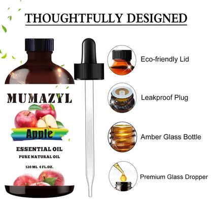 MUMAZYL Apfel Duftöl 118 ml – 100% reines Apfelöl für Aromatherapie, Diffuser, Luftbefeuchter, DIY Seifen- und Kerzenherstellung