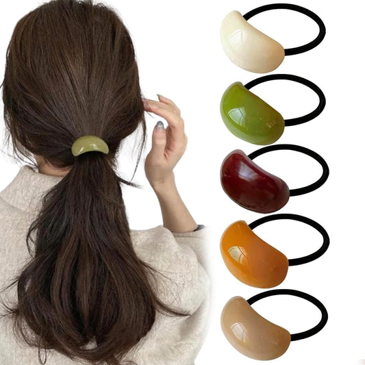 5er-Pack dekorative Haar-Gummis – Acryl-Haarbänder mit Halbkreis-Design für Frauen und Mädchen