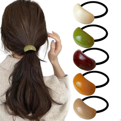 5er-Pack dekorative Haar-Gummis – Acryl-Haarbänder mit Halbkreis-Design für Frauen und Mädchen