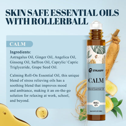 Calm Essential Oil Roll On – Aromatherapie Roll-On für Stressabbau, Massage & Entspannung – Geschenkset zur Selbstpflege