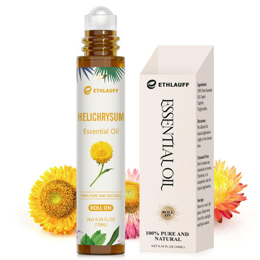 Helichrysum Roll-On ätherisches Öl – 100% rein für Hautvitalität & Anti-Aging, Aromatherapie, Stressabbau