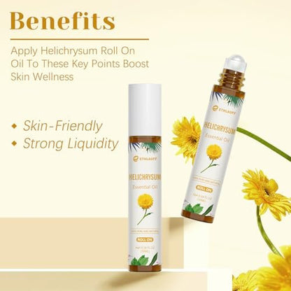 Helichrysum Roll-On ätherisches Öl – 100% rein für Hautvitalität & Anti-Aging, Aromatherapie, Stressabbau