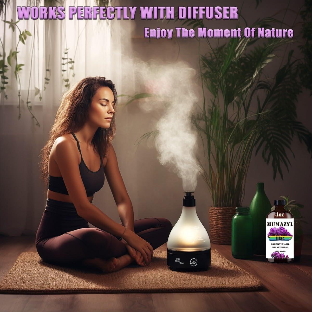 MUMAZYL Flieder Ätherisches Öl 120 ml – Lilac Essential Oil für Diffuser, Luftbefeuchter, Yoga, Reinigung, DIY Kerzen- und Seifenherstellung
