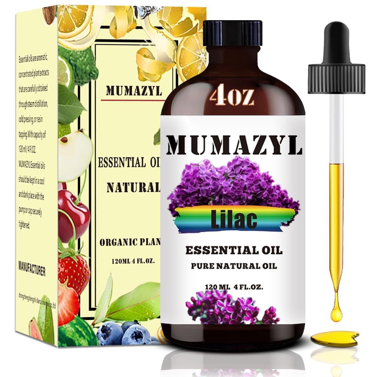 MUMAZYL Flieder Ätherisches Öl 120 ml – Lilac Essential Oil für Diffuser, Luftbefeuchter, Yoga, Reinigung, DIY Kerzen- und Seifenherstellung