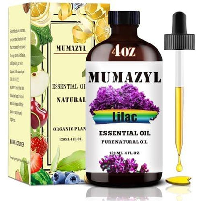 MUMAZYL Flieder Ätherisches Öl 120 ml – Lilac Essential Oil für Diffuser, Luftbefeuchter, Yoga, Reinigung, DIY Kerzen- und Seifenherstellung