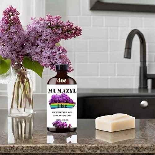 MUMAZYL Flieder Ätherisches Öl 120 ml – Lilac Essential Oil für Diffuser, Luftbefeuchter, Yoga, Reinigung, DIY Kerzen- und Seifenherstellung
