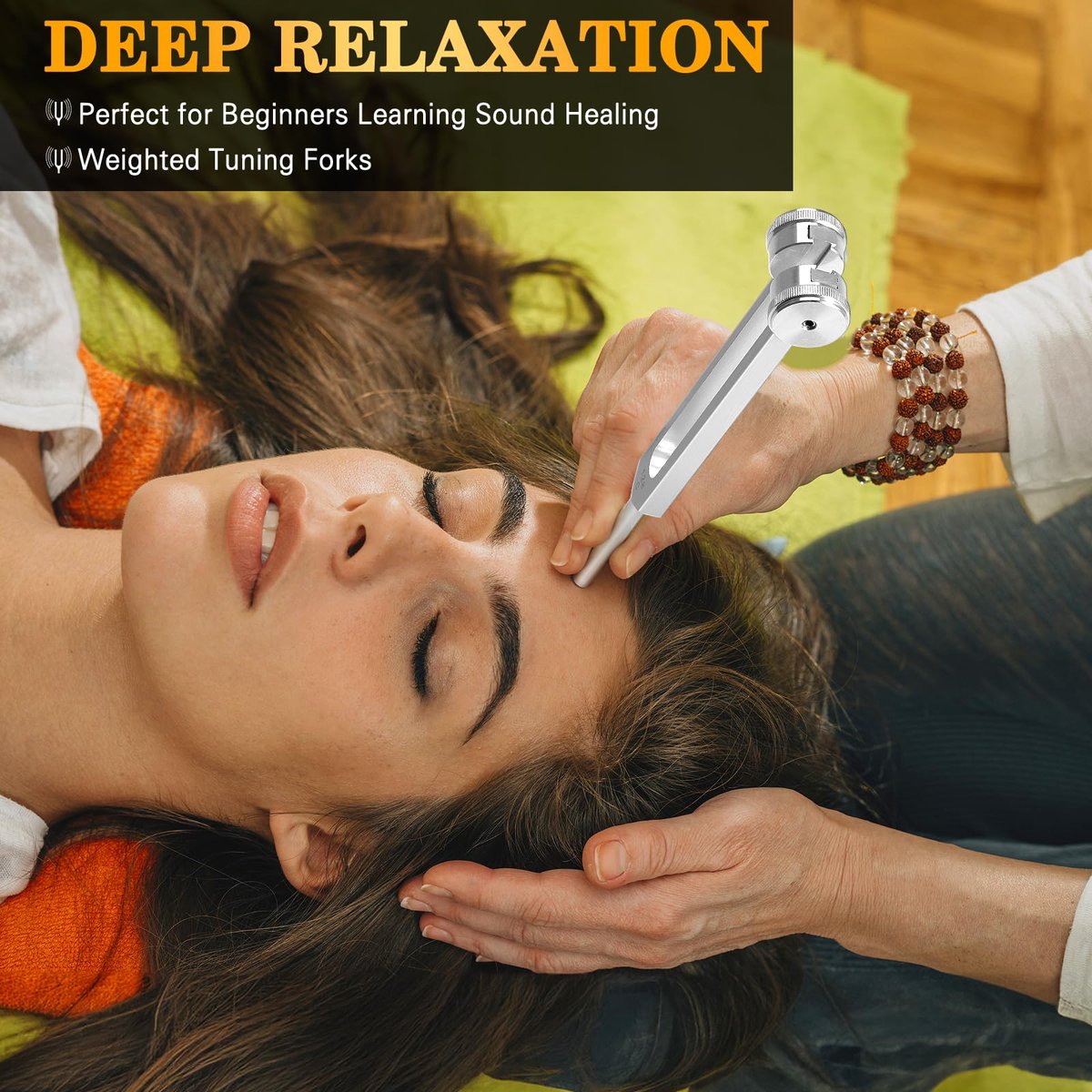 Stimmgabel 128 Hz mit Reflexhammer – Heilungs-Set für Chakren, Klangtherapie, Aluminiumlegierung, nicht magnetisch