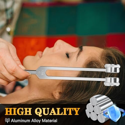 Stimmgabel 128 Hz mit Reflexhammer – Heilungs-Set für Chakren, Klangtherapie, Aluminiumlegierung, nicht magnetisch