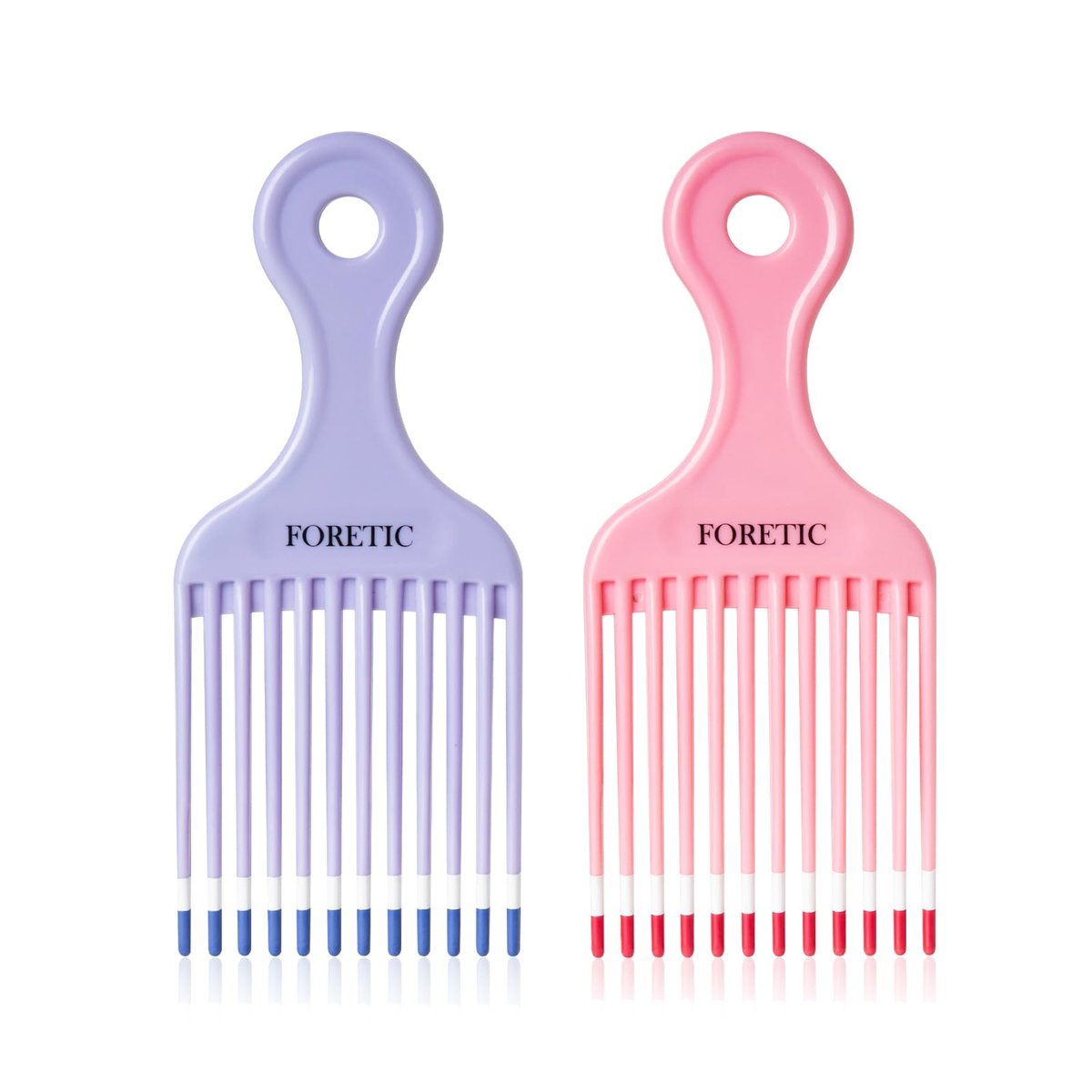 Foretic Glatter Haarkamm für Lockiges, Dickes, Mittellanges bis Langes Haar und Gesichtsbehaarung (Pink, Lila)