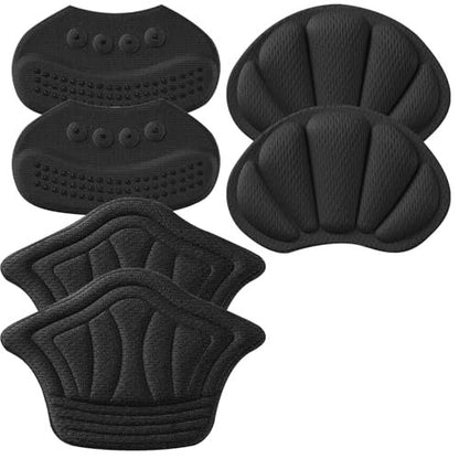 Fersenpolster für lose Schuhe – Klebende Fersenpolster, 6er-Pack (3x2er-Pack Schwarz), verhindert Fersenrutschen und Blasen