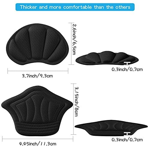 Fersenpolster für lose Schuhe – Klebende Fersenpolster, 6er-Pack (3x2er-Pack Schwarz), verhindert Fersenrutschen und Blasen