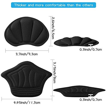 Fersenpolster für lose Schuhe – Klebende Fersenpolster, 6er-Pack (3x2er-Pack Schwarz), verhindert Fersenrutschen und Blasen