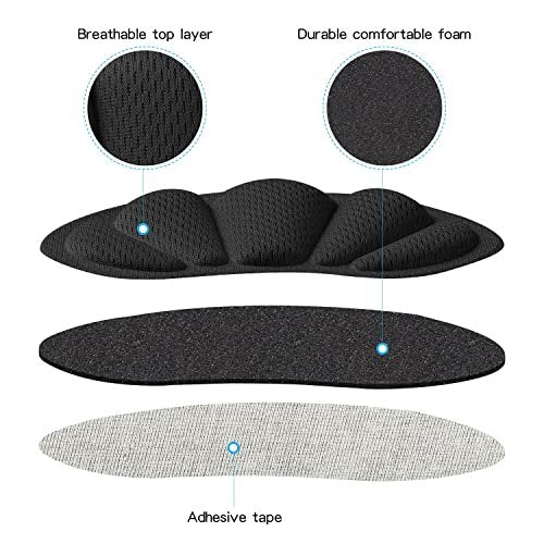 Fersenpolster für lose Schuhe – Klebende Fersenpolster, 6er-Pack (3x2er-Pack Schwarz), verhindert Fersenrutschen und Blasen
