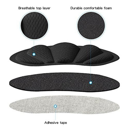 Fersenpolster für lose Schuhe – Klebende Fersenpolster, 6er-Pack (3x2er-Pack Schwarz), verhindert Fersenrutschen und Blasen