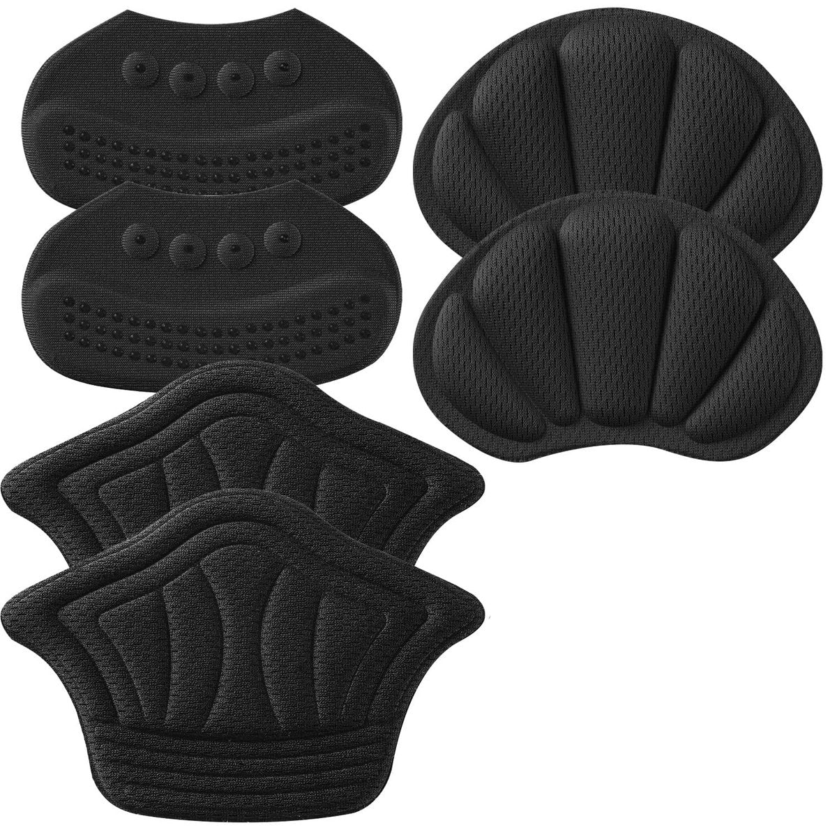 Fersenpolster für lose Schuhe – Klebende Fersenpolster, 6er-Pack (3x2er-Pack Schwarz), verhindert Fersenrutschen und Blasen