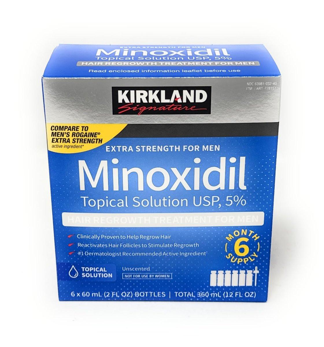 Kirkland Signature Minoxidil Topical Solution USP 5% – Extra Starke Haarwuchsbehandlung für Männer, 6-Monats-Vorrat