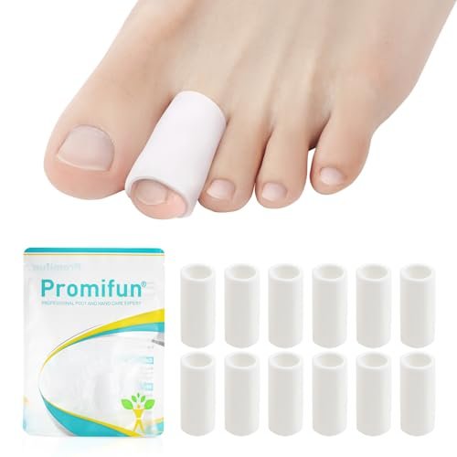 Promifun Silikon Zehenschützer – 12er-Pack Silikon Zehenhülsen für Hammerzehen, Hühneraugen, Schwielen, Blasen – Weiche Gel-Zehenpolster zur Schmerzlinderung