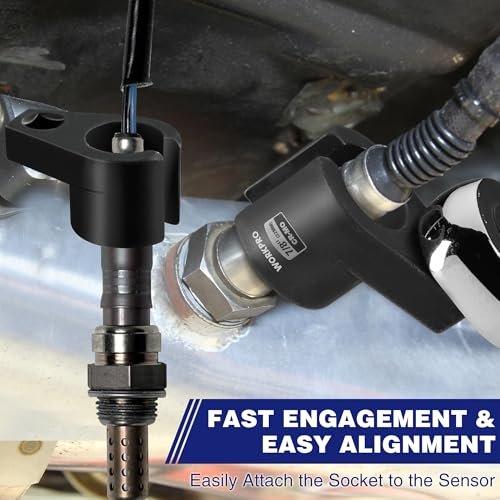 WORKPRO O2 Sauerstoffsensor-Stecknuss 3/8" Antrieb x 7/8" 22mm, Offset O2-Sensor-Ausbauwerkzeug, 6-Punkt O2-Sensor-Schlüssel mit Kabeldurchlass