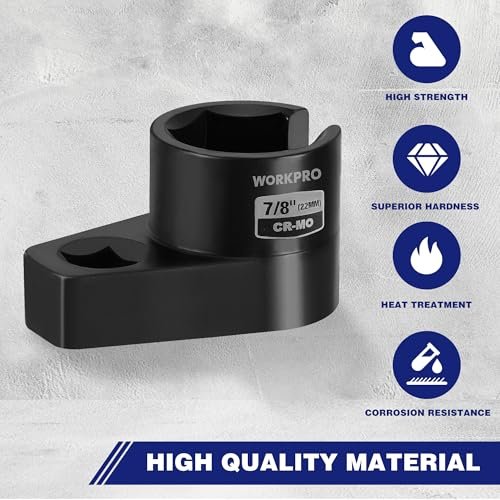 WORKPRO O2 Sauerstoffsensor-Stecknuss 3/8" Antrieb x 7/8" 22mm, Offset O2-Sensor-Ausbauwerkzeug, 6-Punkt O2-Sensor-Schlüssel mit Kabeldurchlass