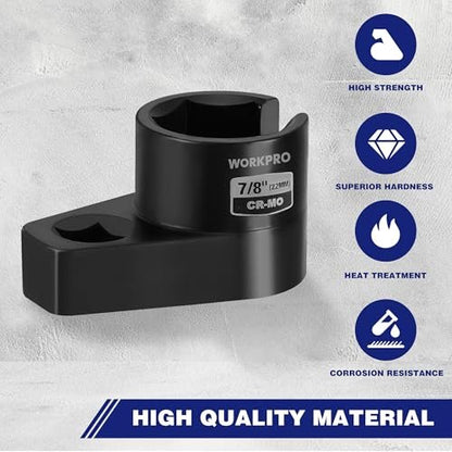WORKPRO O2 Sauerstoffsensor-Stecknuss 3/8" Antrieb x 7/8" 22mm, Offset O2-Sensor-Ausbauwerkzeug, 6-Punkt O2-Sensor-Schlüssel mit Kabeldurchlass