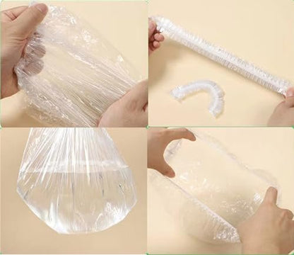 200 Stück Einweg-Duschhauben – Klare Plastik-Hauben mit elastischem Rand, wasserdicht, verdickt, für Damen, Herren, Kinder, Hotels, Friseur, Reisen, Spa und Zuhause