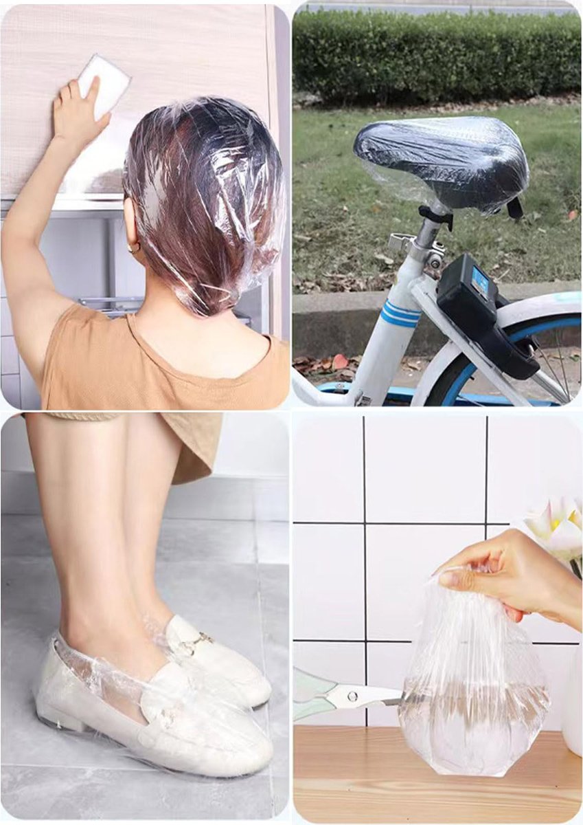 200 Stück Einweg-Duschhauben – Klare Plastik-Hauben mit elastischem Rand, wasserdicht, verdickt, für Damen, Herren, Kinder, Hotels, Friseur, Reisen, Spa und Zuhause
