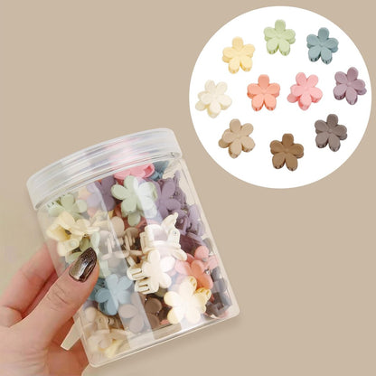 TERSE Mini Blumen-Haarklammern für Frauen und Mädchen - 50 Stück bunte Baby-Haarklammern, niedliche kleine Haarklammern, Mini-Claw-Clips, starker Halt, Kleinkind-Haarzubehör zum Haarstyling