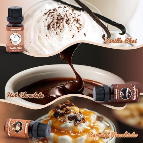 ARVIDSSON Kaffeduft-Öl-Set, Premium ätherische Öle für Diffuser – Espresso, Vanille Chai, Heiße Schokolade, Blaubeer-Muffin, Eierlikör-Latte, Karamell-Macchiato – Kaffeeladen-Duftöle