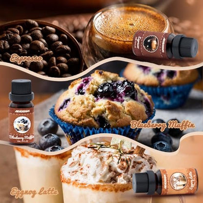ARVIDSSON Kaffeduft-Öl-Set, Premium ätherische Öle für Diffuser – Espresso, Vanille Chai, Heiße Schokolade, Blaubeer-Muffin, Eierlikör-Latte, Karamell-Macchiato – Kaffeeladen-Duftöle