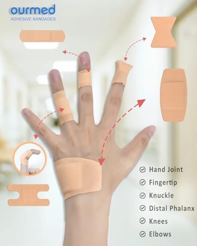 Ourmed Flexible Bunte Pflaster Sortiment 100 Stück, Fingerpflaster für Erste Hilfe, kleine Schnitte, Schürfwunden, Abschürfungen & Wundversorgung, Starker Halt für 24 Stunden, Latexfrei