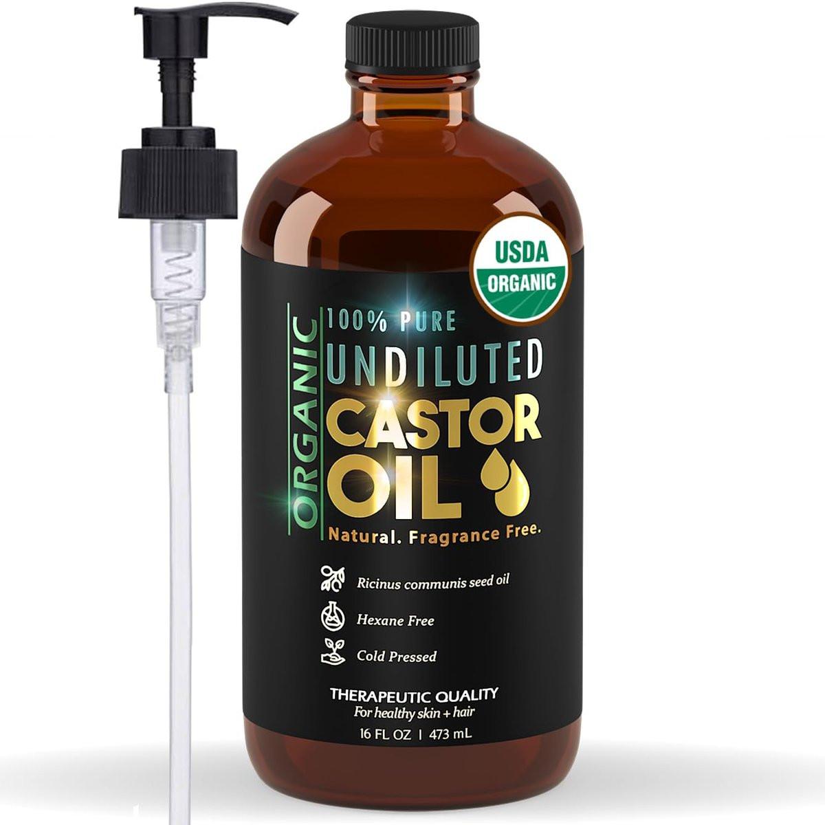 BALM OF GILEAD Bio-Rizinusöl für Hautfeuchtigkeit - Therapeutisch kaltgepresst, USDA-zertifiziert 100% rein, Glasflasche - 16 oz unraffiniert, hexanfrei, Rizinusöl für Haar- und Wimpernwachstum