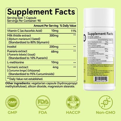 OxyEnergy Silymarin Mariendistel 300 mg Extrakt mit Vitamin C, Inositol & Pueraria – Leberreinigung & Reparatur, Antioxidans-Unterstützung, 90 vegane Kapseln