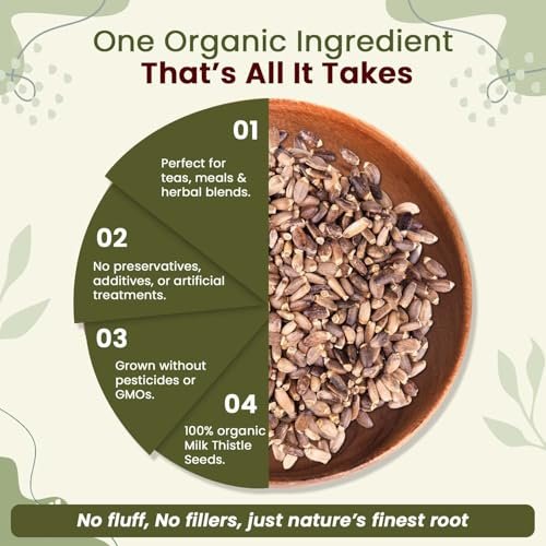 Bio Mariendistel Samen (Silybum marianum) ganz – Wildsammlung aus Albanien, USDA Bio, Koscher, Vegan, Non-GMO, Glutenfrei (57 g / 2 Unzen)