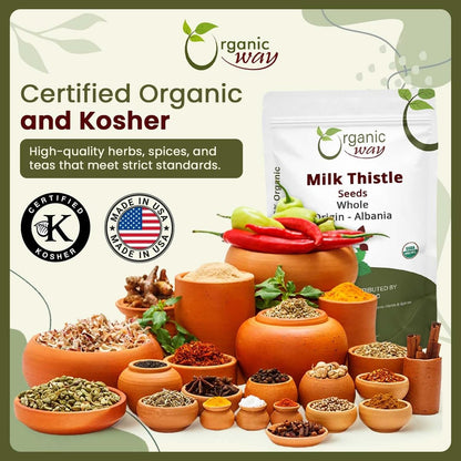 Bio Mariendistel Samen (Silybum marianum) ganz – Wildsammlung aus Albanien, USDA Bio, Koscher, Vegan, Non-GMO, Glutenfrei (57 g / 2 Unzen)