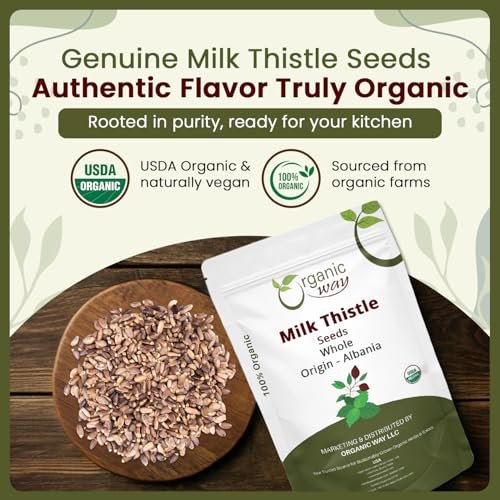 Bio Mariendistel Samen (Silybum marianum) ganz – Wildsammlung aus Albanien, USDA Bio, Koscher, Vegan, Non-GMO, Glutenfrei (57 g / 2 Unzen)