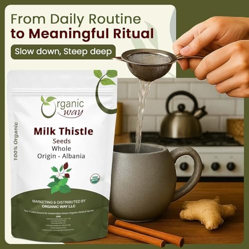 Bio Mariendistel Samen (Silybum marianum) ganz – Wildsammlung aus Albanien, USDA Bio, Koscher, Vegan, Non-GMO, Glutenfrei (57 g / 2 Unzen)