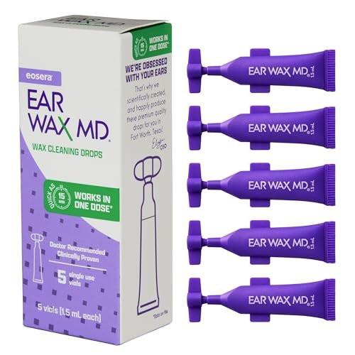 eosera Ear Wax MD Reinigungstropfen - Schnell wirkende Ohrenschmalz-Auflösung - 5 Einzeldosen - Ärztlich empfohlen, klinisch getestet - Wirkt in 15 Minuten