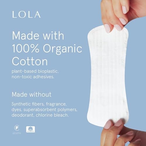 LOLA Ultradünne Baumwoll-Slipeinlagen für Frauen – Hypoallergene Slipeinlagen & tägliche leichte Pads – Unparfümierte Bio-Pads für Frauen – Packung mit 56, 16,5 cm