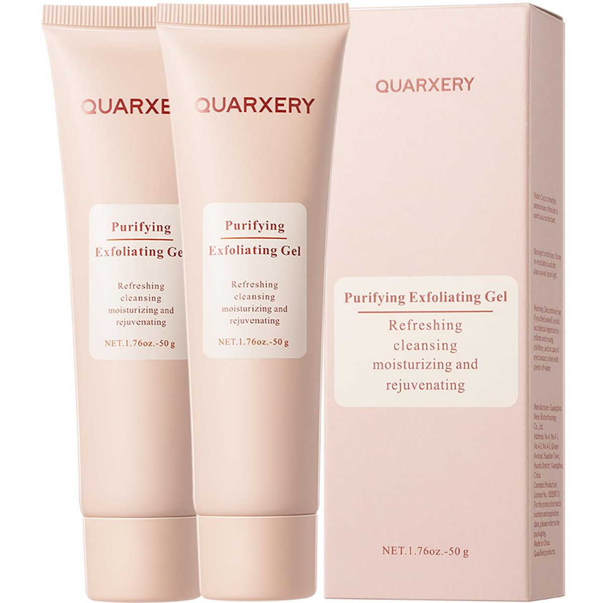 QUARXERY Reinigendes Peeling-Gel 2er-Pack: Sanftes Gesichtspeeling zur Entfernung von Schmutz und Öl
