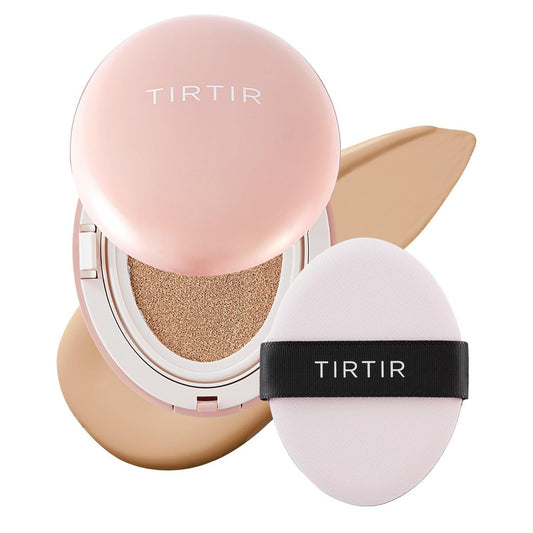 TIRTIR Mask Fit All Cover Pink Cushion Foundation – Hohe Deckkraft, samtig-mattes Finish, leichtes Gefühl, makelloser Teint, korrigiert Rötungen, koreanische Cushion (#24N Latte, Full Size, 0,63 Fl Oz)
